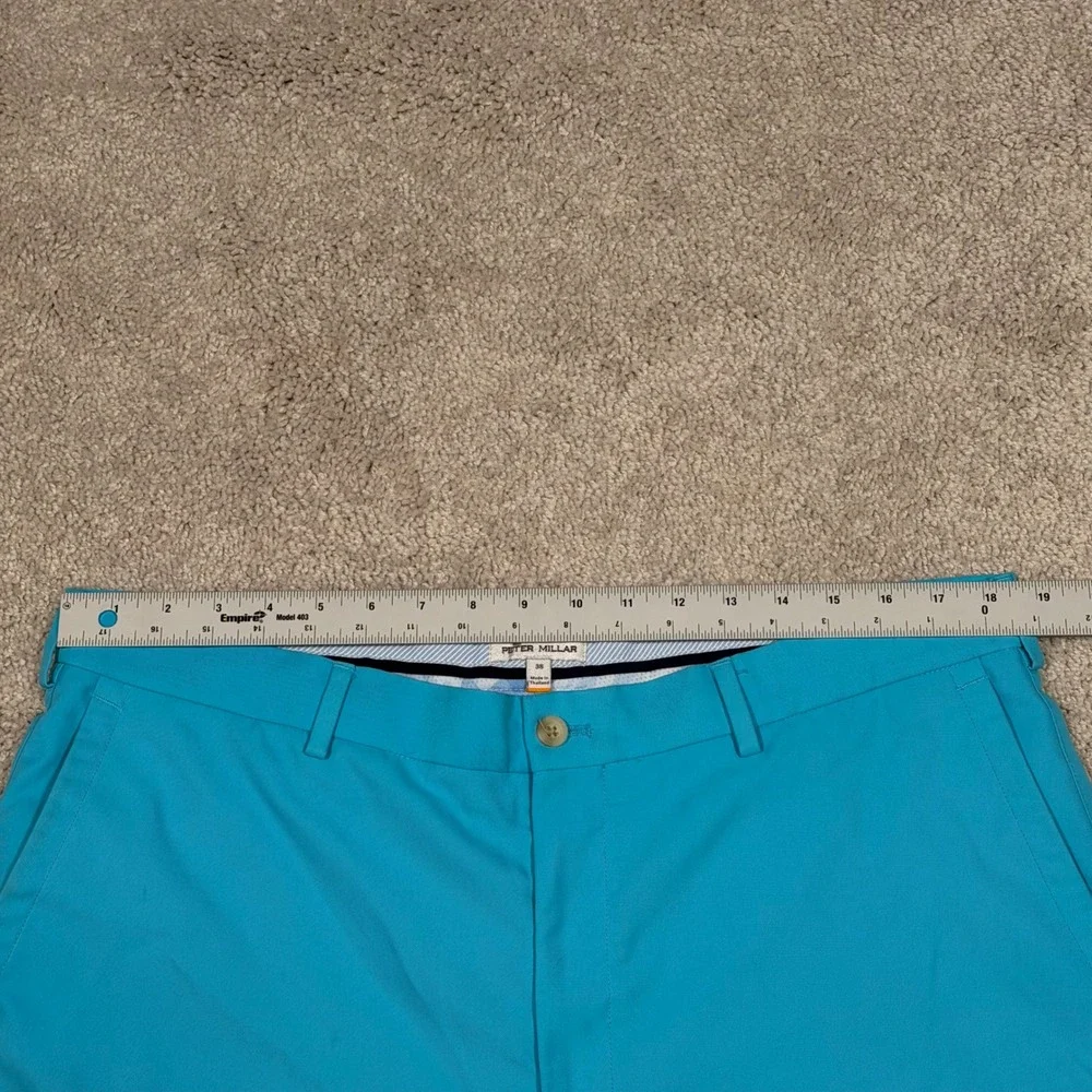Peter Millar Mens Performance Golf Shorts Turquoise Blue Size 38 Flat Front